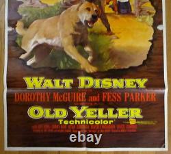 Affiche originale de Old Yeller de Walt Disney de 1957 avec Fess Parker et Dorothy McGuire