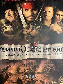 Affiche promotionnelle avancée en double face de 27x40 pouces du film Disney Pirates des Caraïbes de 2003 AA