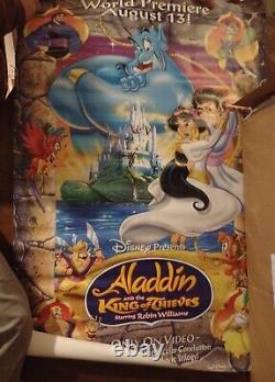 Aladdin et le Roi des Voleurs Étalage de magasin de vidéos Carte promotionnelle en carton Disney