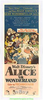 Alice Au Pays Des Merveilles Movie Poster 14x36 Insertion Taille Onlinen Disney Animation 1951