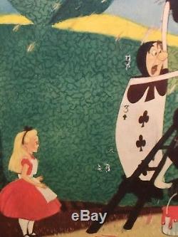Alice Au Pays Des Merveilles Original 1951 - Carte Du Lobby Disney Peignant Les Roses
