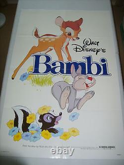 Bambi 1982 Disney Re-release Original Authentique 27x41 Movie Poster (468)