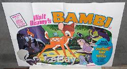Bambi Original Rare Affiche De Film Quad Britannique Disney 30x40