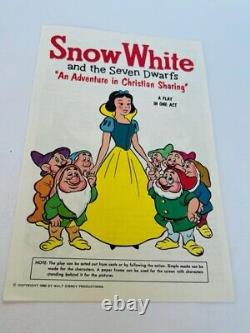 Blanche-Neige Acte de Partage Chrétien 1958 Programme de Théâtre Walt Disney RARE vintage