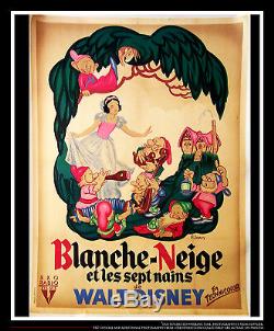 Blanche Neige Rko B Affiche Originale Originale 1937 De Walt Disney 4x6 Ft En Lin