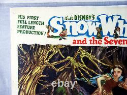 Blanche Neige et les Sept Nains de Disney - Carte originale de Lobby Rare ! 14 x 10.75 po