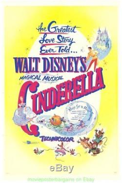 Cinderella Poster Film Poster Original Plié 27x41 R1957 Disney Animation