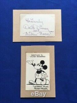 Couper L'autographe De Walt Disney Avec La Carte Mickey Mouse Encrée Dans L'artiste