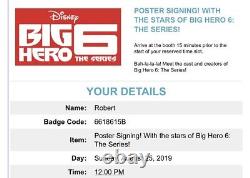 D23 Expo 2019 Disney Big Hero Six Série Côte Poster Signé Ryan Potter Rare! #2