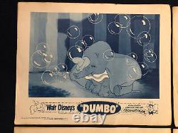 DUMBO Ensemble original de (4) cartes de lobby R1959 STYLE BLEU WALT DISNEY RARE
