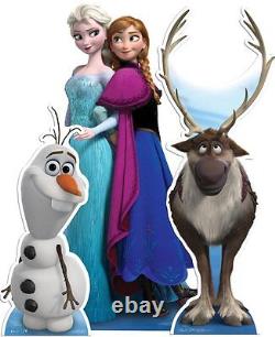Découpage grandeur nature en carton de Frozen Anna Elsa Sven et Olaf de Disney, ensemble de 3 pièces.