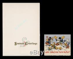 Deux Disney1937 Cartes De Noël D'entreprise Tenggren Blanche-neige Affiche Du Film D'art