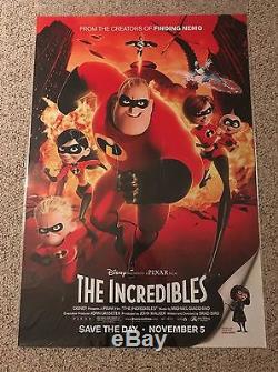 Disney & Pixar L'affiche De Film Les Indestructibles Pleine Grandeur 27 X 40 2 Faces Roulées