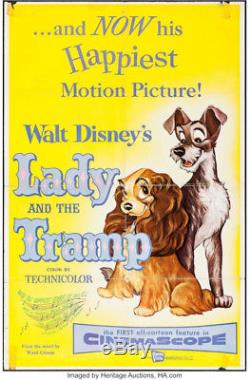 Disney's Lady And The Tramp Affiche De Film Vintage Une Feuille 1955