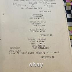 Dumbo Coupe Scripts de Continuité 8 septembre 1941 Production No, Disney 2006