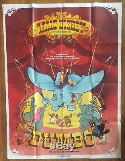 Dumbo Original Affiche Vintage Walt Disney Cinéma Promo Pin-up Français 1970