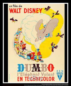 Dumbo Rko Walt Disney Sur Toile De Lin 4x6 Ft Grande Affiche Du Film Original 1941