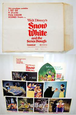 Ensemble De Cartes De Lobby Walt Disney's Blanche Neige Avec 7 Nains # 1-9 + Enveloppe + Vintage 1975