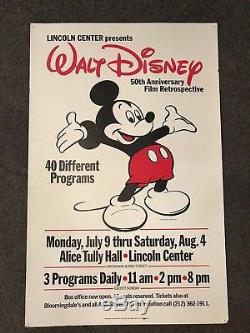 Extrêmement Rare Affiche Originale De Rétrospective De Films De Walt Disney Fiftieth