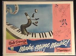 Faire Mine Music 1946 Original Lobby Carte Disney Rko High Grade Post-guerre