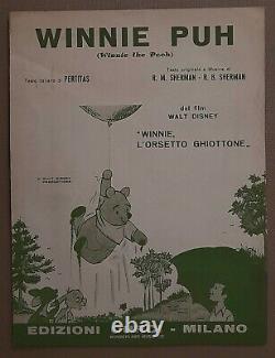 Film Winnie Le Pooh Et Le Mielier Walt Disney Rare Giant Sheet Music Italy