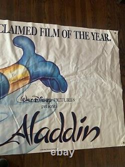 Géant Vtg Disney Aladdin Genie Theater Promo Bannière Affiche Vinyle 10ft X 4ft Rare
