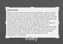 Impressionnant Walt Disney Original Signé Pinocchio Dessin! Faire Une Offre