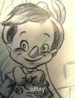 Impressionnant Walt Disney Original Signé Pinocchio Dessin! Faire Une Offre