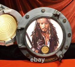 Johnny Depp Signed Pirates Of Caribbean, Disney Prop Coin, Porthole Coa DVD Uacc
