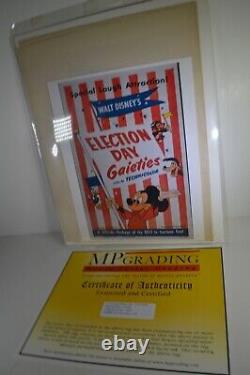 Jour De L'élection Gaieties 1953 Orig Movie Poster Disney Mikey Mousse Donald Duck Coa