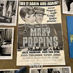 Kit de presse de Mary Poppins de Disney 1964 15 photos. Livre de presse. Notes de production