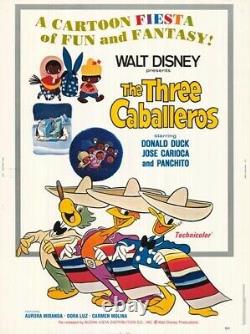 Le Trois Caballéros Original Rollé 30x40 Affiche De Film Disney Donald Duck