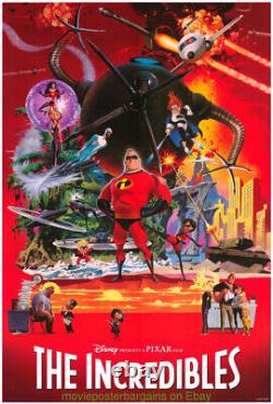 Les Incrédibles Movie Poster 27x40 Hyper Ultra Rare Style Animation Pixar