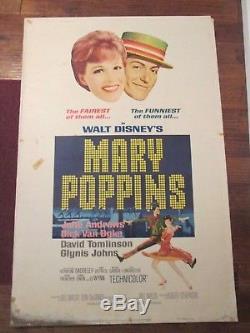 Mary Poppins -original 40 X 60 Affiche Du Film Julie Andrews Walt Disney