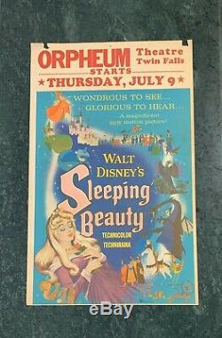 Original 1959 Sleeping Beauty Disney Film Fenêtre Carte Affiche Du Film