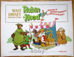 Original 1973 Robin Des Bois Disney 22 X 28 Affiche Voix Roger Miller Peter Ustinov