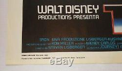Original 1982 Tron Affiche Film Italien Énorme 39x55 Walt Disney 2sht Italie