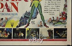 Peter Pan 1953 Affiche De Cinéma Britannique Originale 22x28 Bobby Driscoll Disney