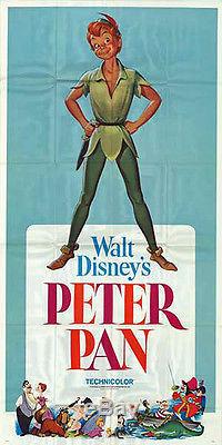 Peter Pan Original Grand 3-feuille 41x81 Disney Affiche Du Film