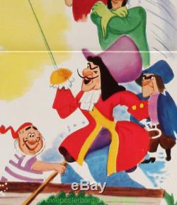 Peter Pan Poster Film Original Original Plié En 1969 Réédité 27x41 Disney Animation
