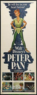 Peter Pan Poster Film Poster Réédition 1958 Insert Size 14x36 Inch Disney Animation