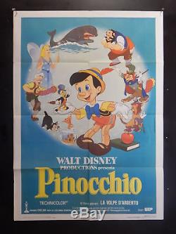 Pinocchio Affiche De Film Originale 40x55 2 Feuilles Rare Disney Collodi