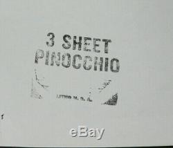 Pinocchio Film Affiche Originale Grand 3 Feuilles 41 X 84 Disney 1962 Couleur De Sharp