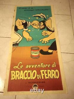 Popeye Rare 1950 Italie Locandina Poster Insert No Walt Disney