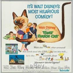 Que Darn Cat Walt Disney 83 X 83 Géant Affiche Du Film Original 1965 À 4 Feuilles