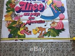 Rare Affiche Vintage Géante Disney Français Alice Au Pays Des Merveilles, 63 X 47