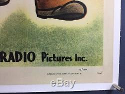 Rare Donald Duck Se Fait Réaliser Sur Linen One Sheet Movie Poster'42 Walt Disney