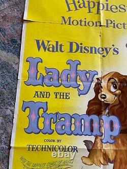 Rare Originale 1955 Walt Disney's Lady And The Tramp Affiche De Cinéma 1-sh