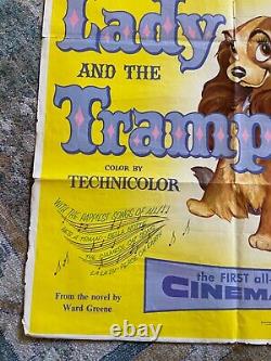 Rare Originale 1955 Walt Disney's Lady And The Tramp Affiche De Cinéma 1-sh