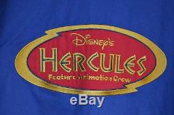 Rare Vintage Des Années 90 Disney Hercules Film Animation Cast Crew Promo Veste Adulte L